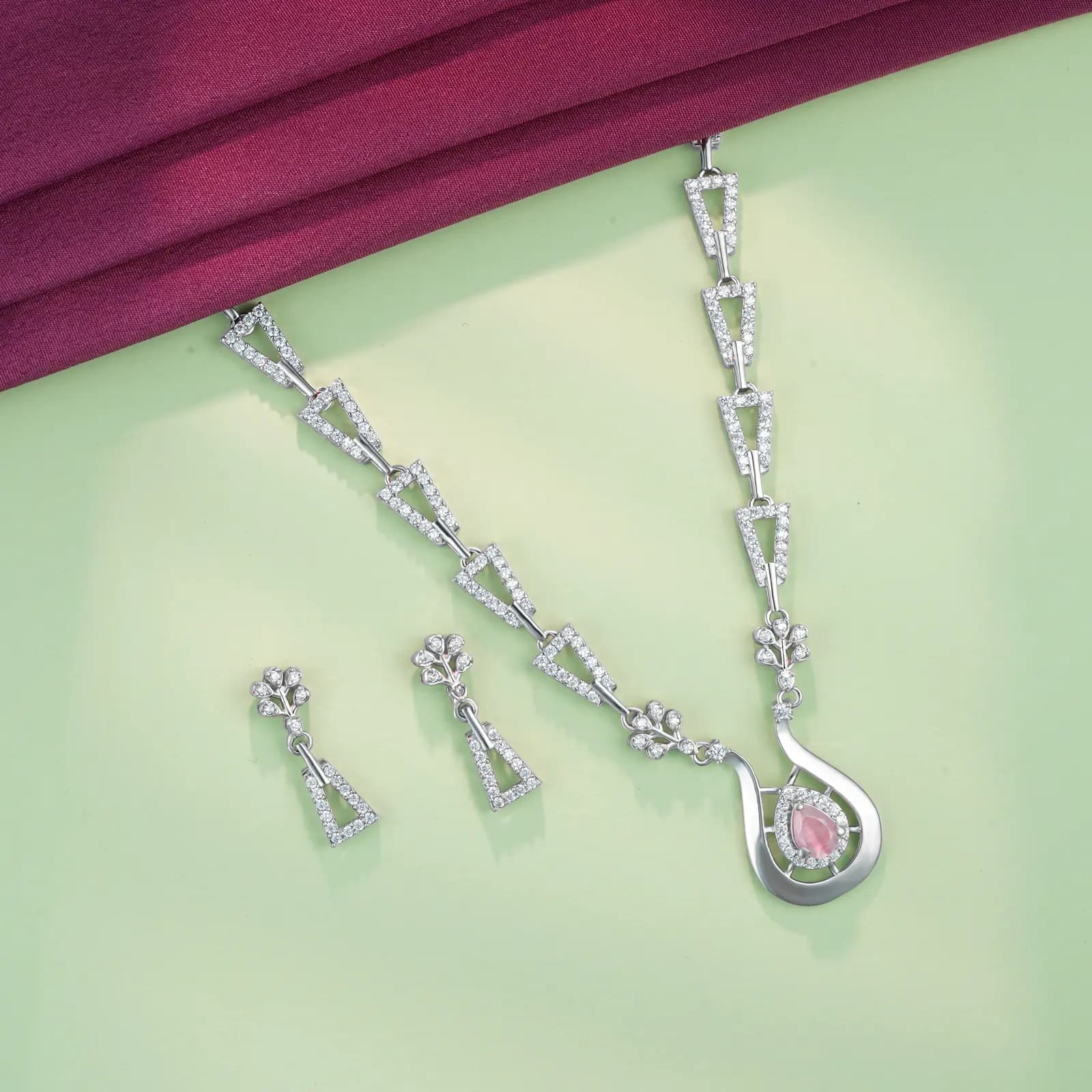 Pink Crystal Dynasty Necklace Set