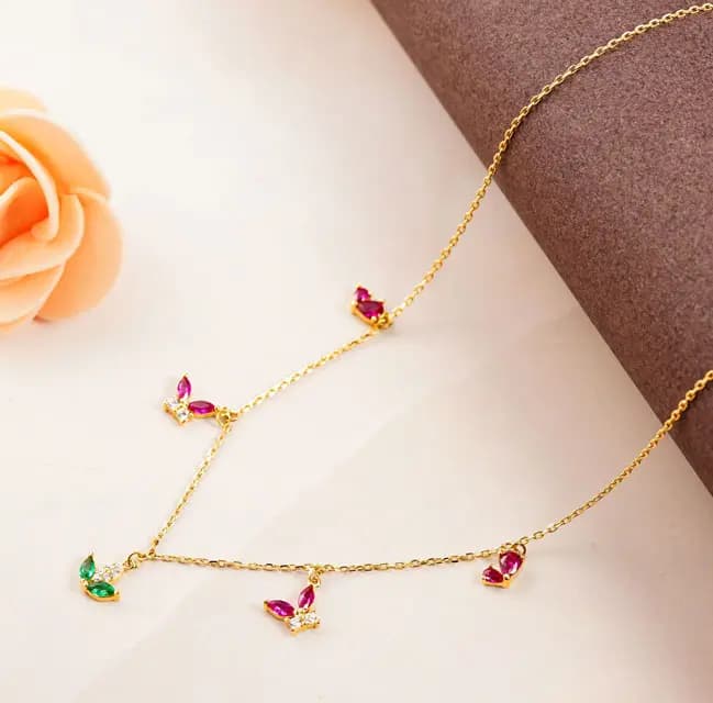 FlutterBloom Silver-Gold Necklace