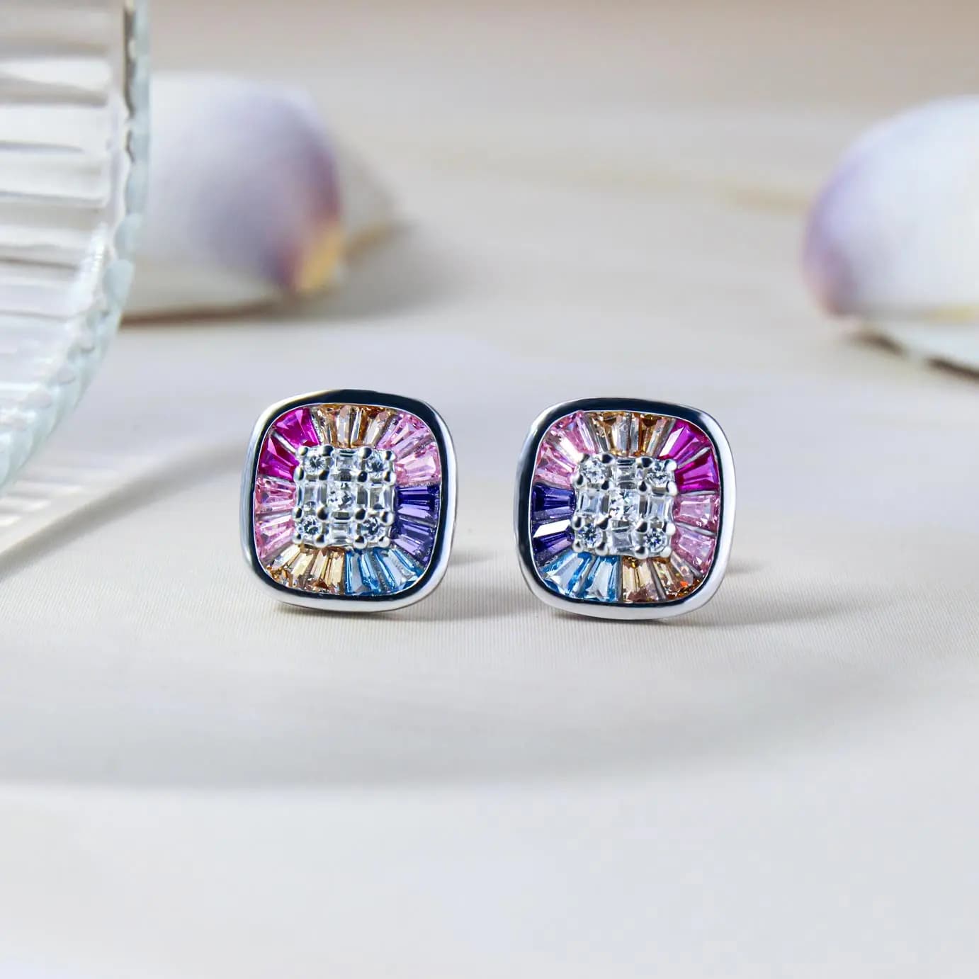 Kaleidoscope Spark Silver Studs