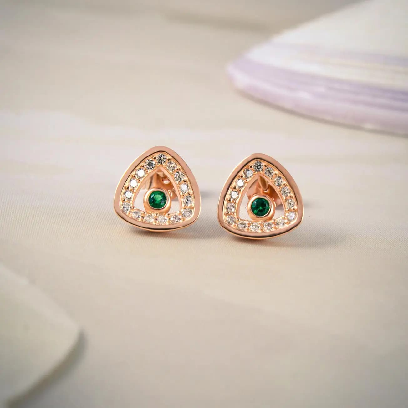  Emerald Prism Silver Studs