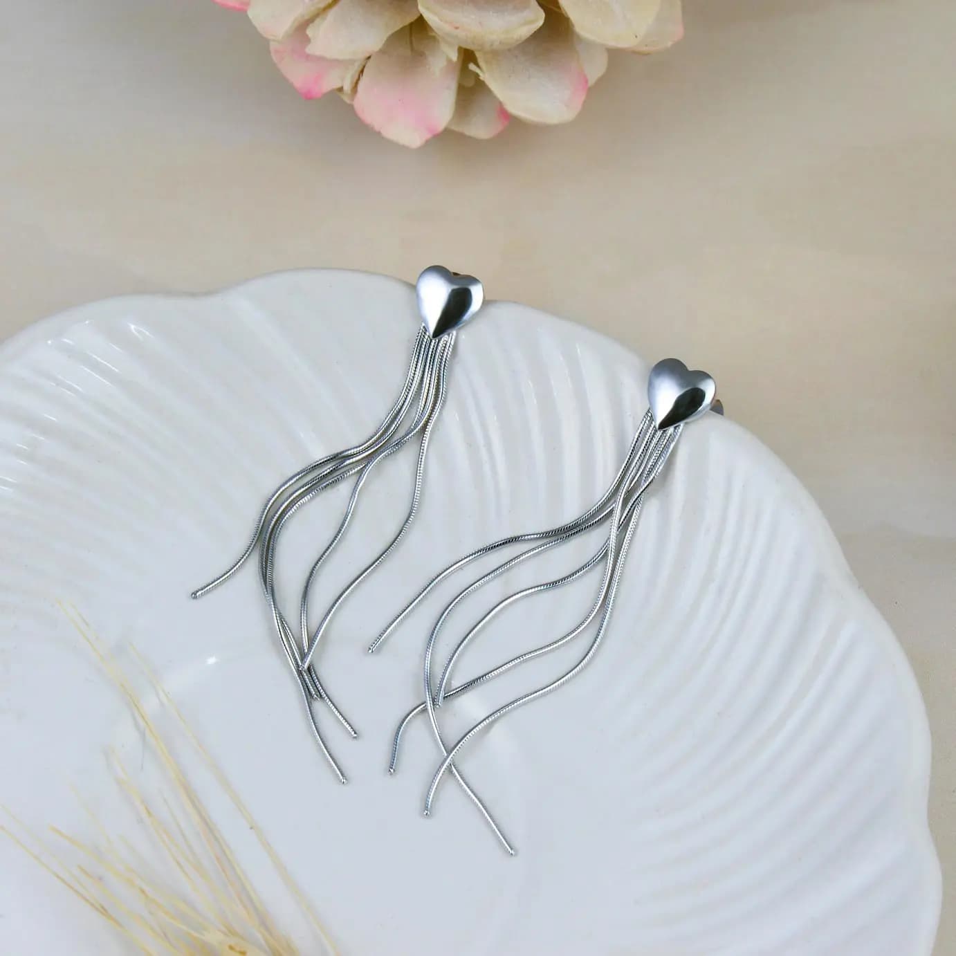 Heartfall Tassel Drop Earrings