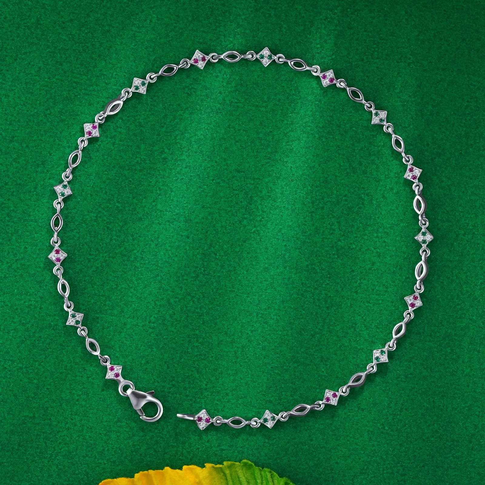 Silver Twin Gem Anklet Silver Twin Gem Anklet