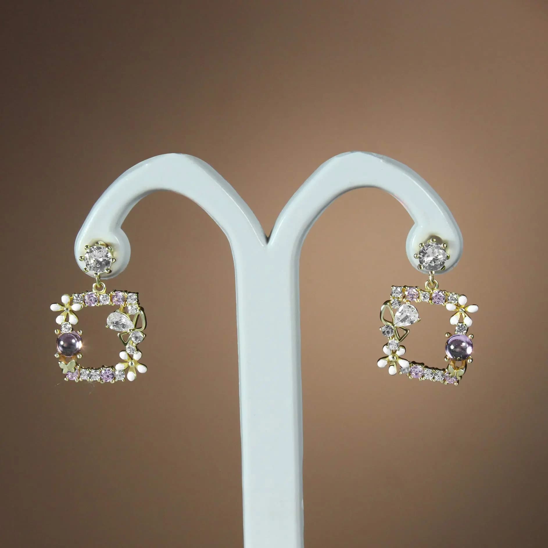 Floral Radiance Square Earrings Floral Radiance Square Earrings