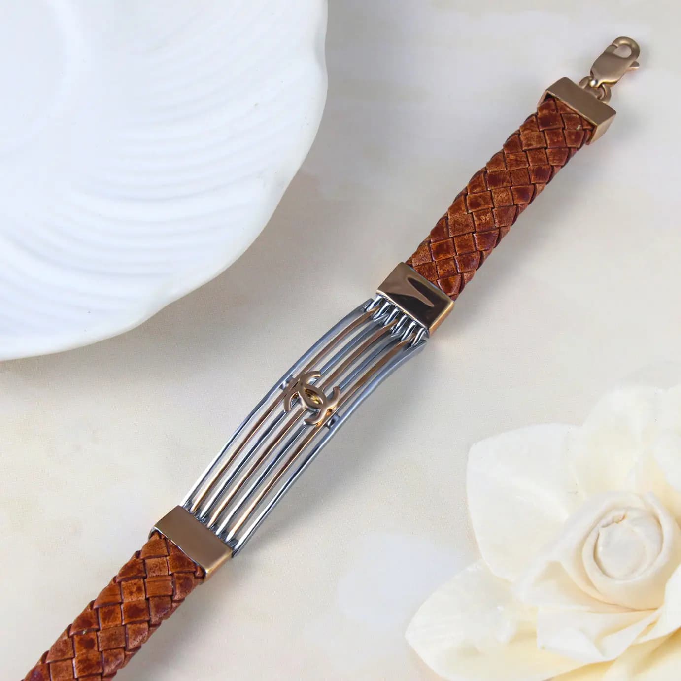 Bold Weave Silver Leather Fusion Bracelet – Bold Weave Silver Leather Fusion Bracelet –