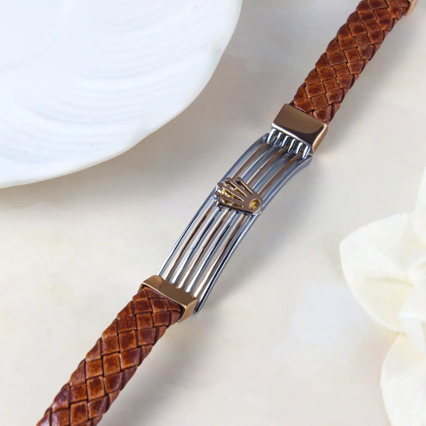 Regal Crown Leather Silver Bracelet Regal Crown Leather Silver Bracelet