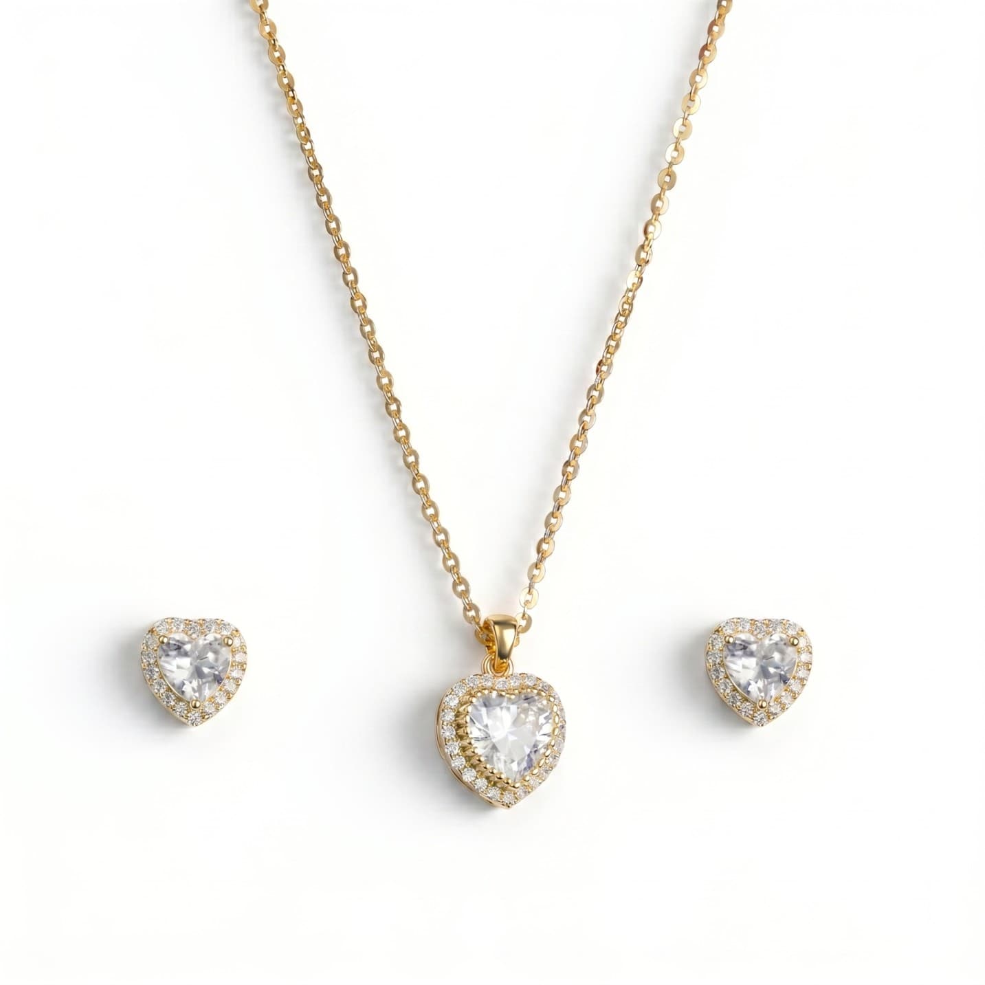 Golden Heart Glow Pendant Set – Love Wrapped in Elegance Golden Heart Glow Pendant Set – Love Wrapped in Elegance