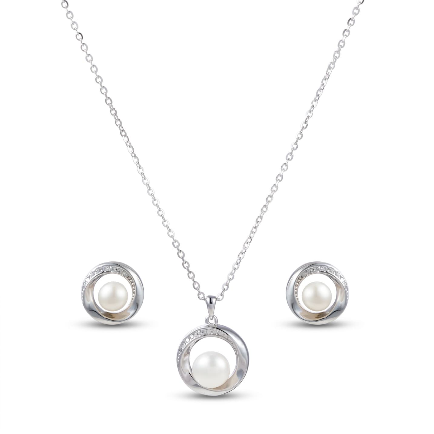 Golden Orbit Pearl Pendant Set – Modern Elegance in Motion Golden Orbit Pearl Pendant Set – Modern Elegance in Motion