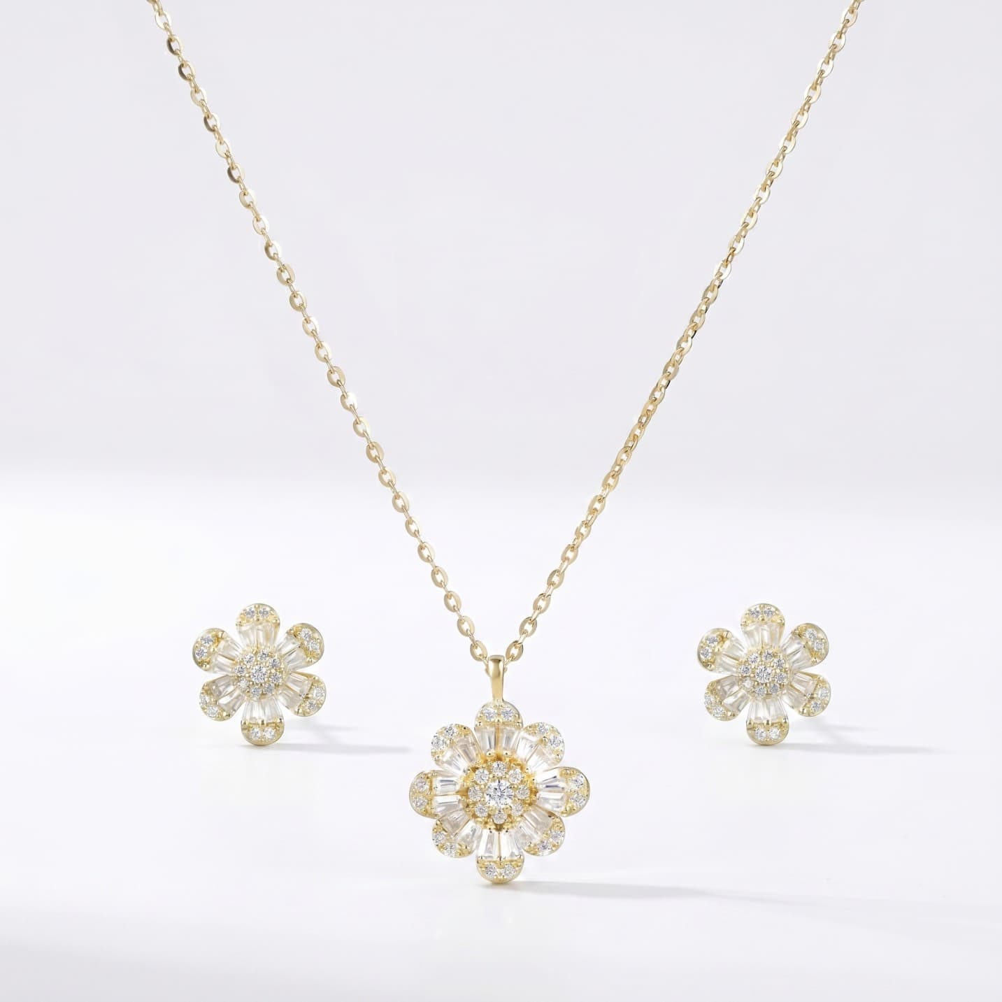 Golden Bloom Floral Pendant Set – Sparkle in Every Petal Golden Bloom Floral Pendant Set – Sparkle in Every Petal